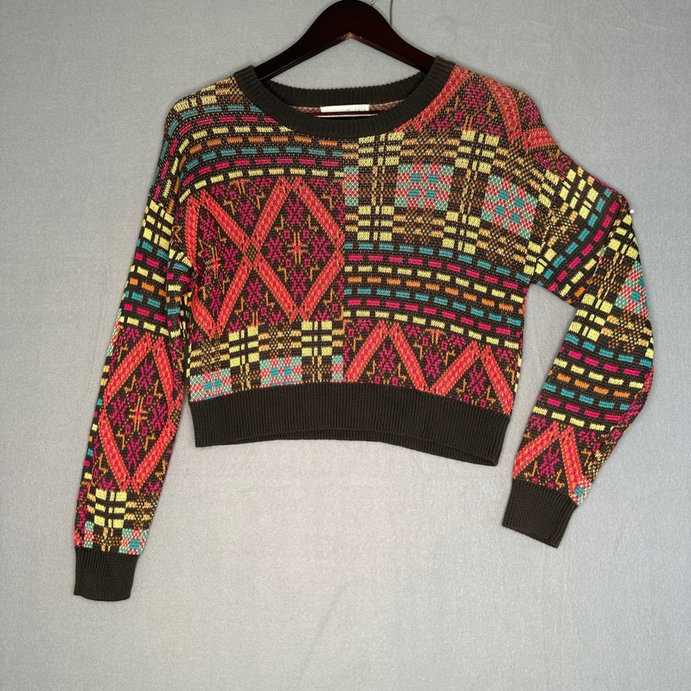 Treasure & Bond Geometric Knit Sweater Multicolor Size M Colorful Pattern